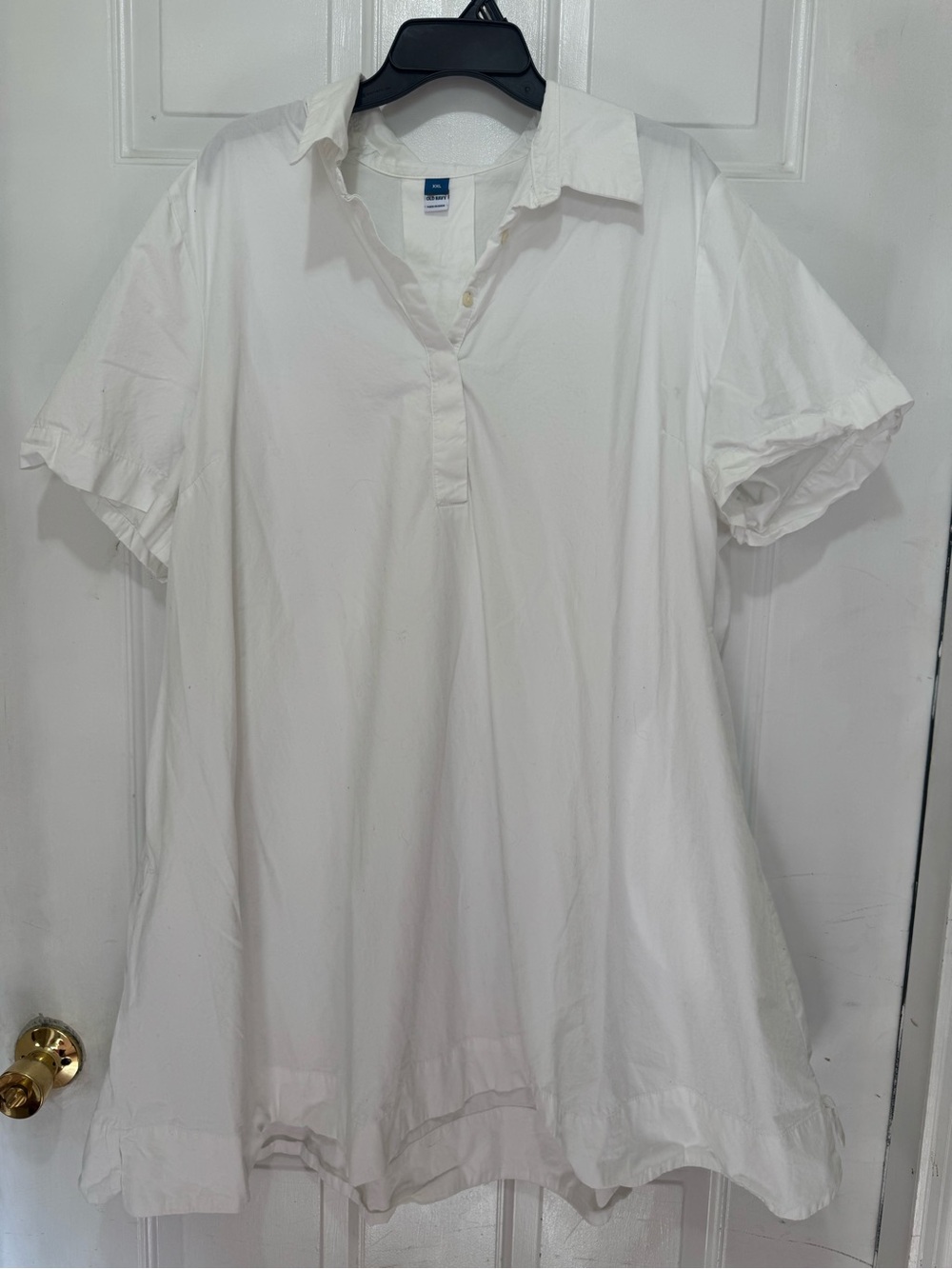 Old Navy White Short Sleeve Cotton Poplin Swing Shirt Dress - XXL